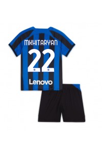 Fotbalové Dres Inter Milan Henrikh Mkhitaryan #22 Dětské Domácí Oblečení 2022-23 Krátký Rukáv (+ trenýrky)